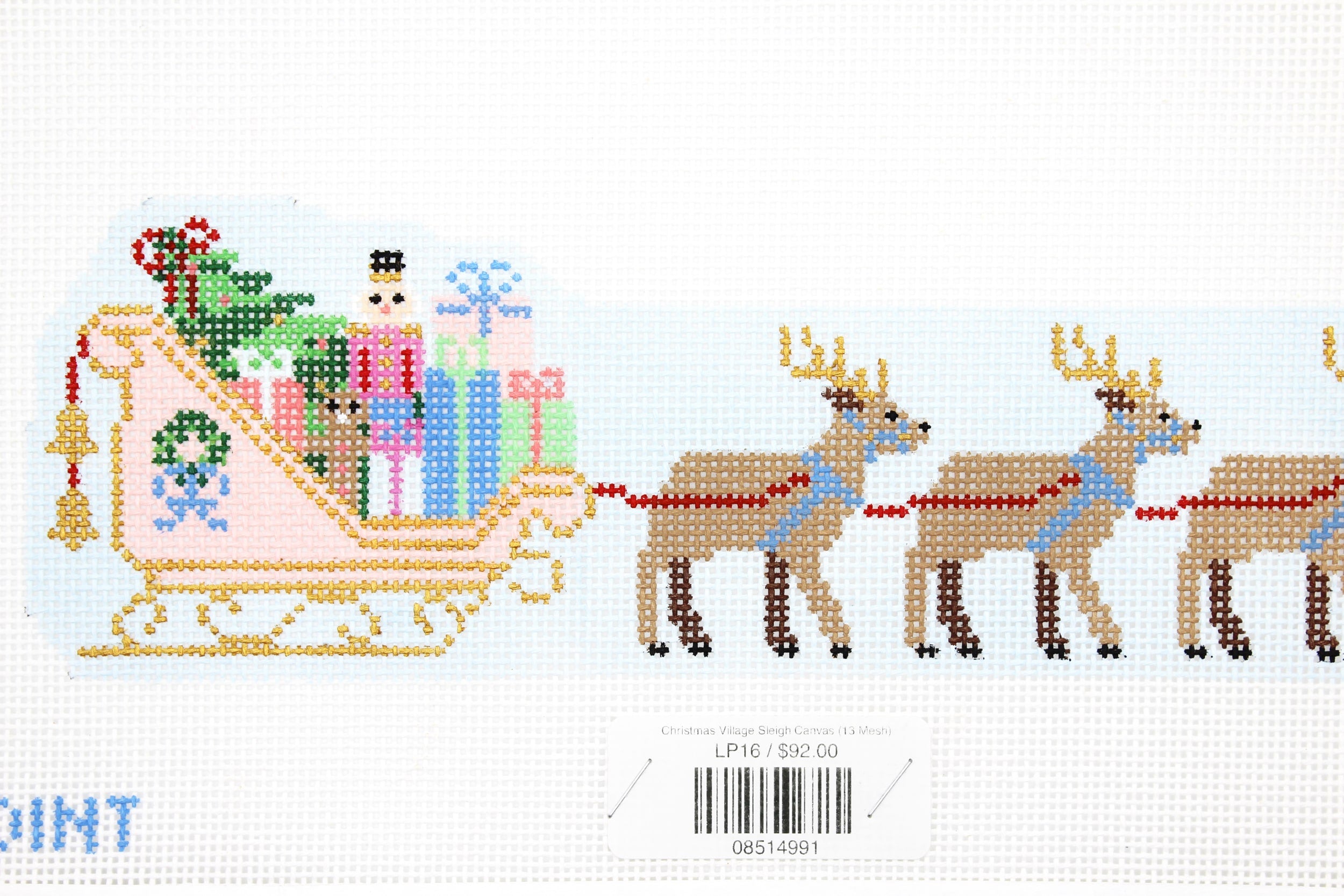 Christmas Village Sleigh Canvas (13 Mesh)