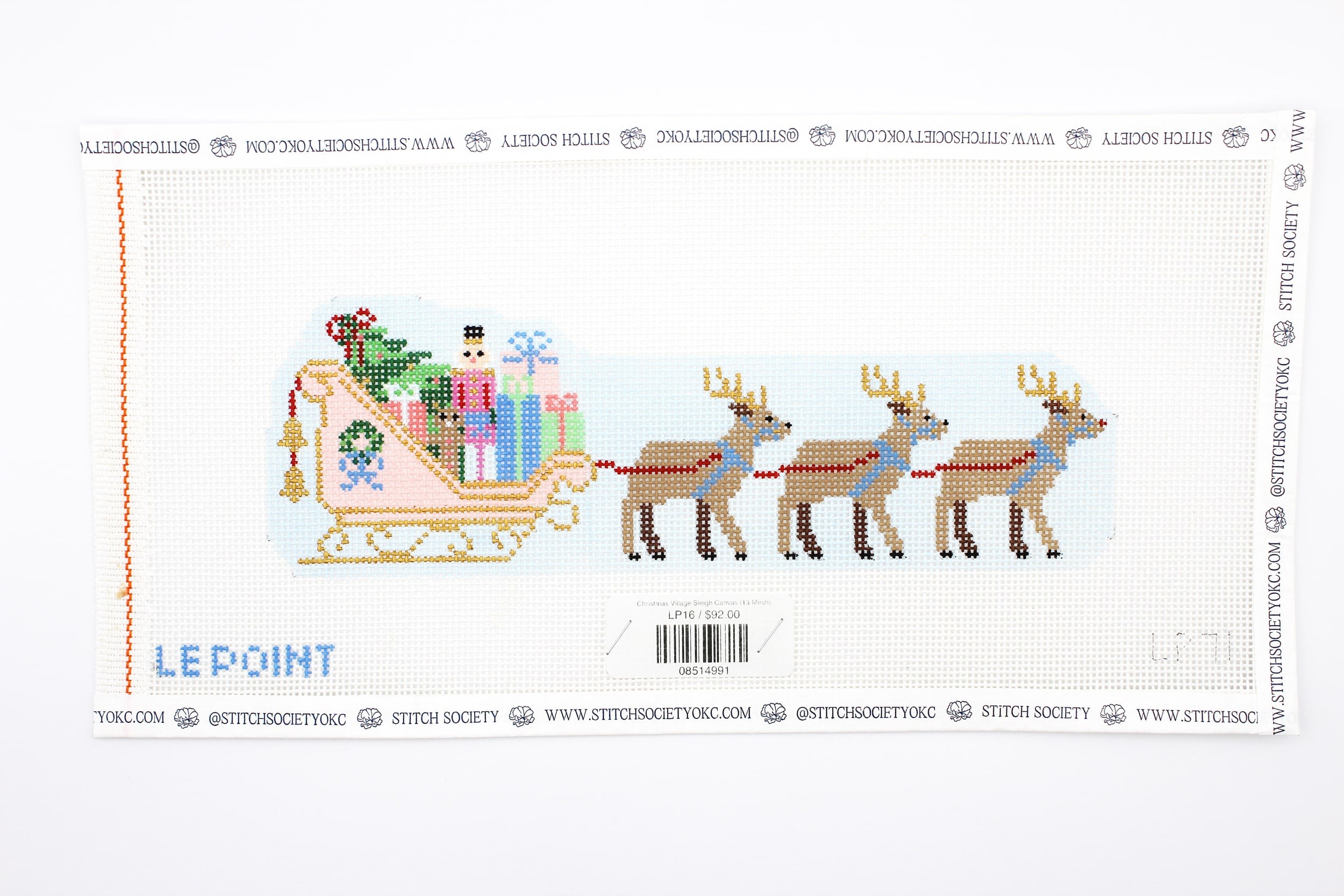 Christmas Village Sleigh Canvas (13 Mesh)