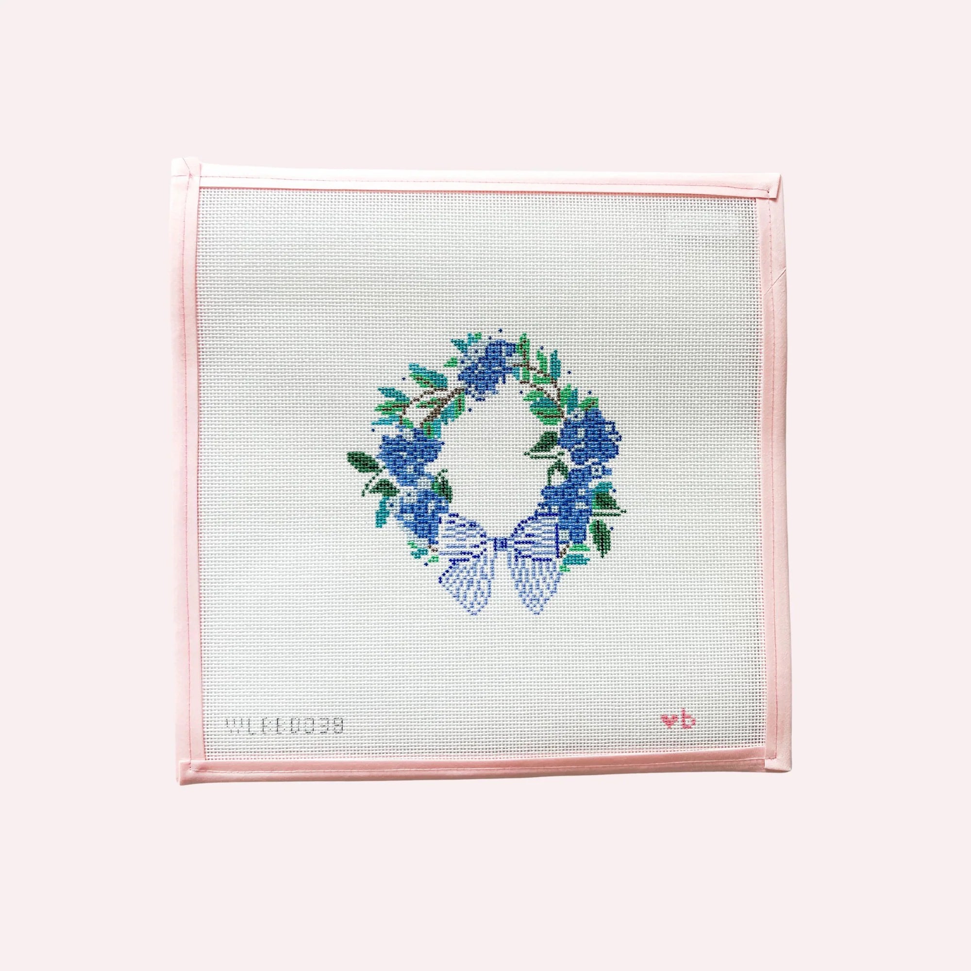 Blue Hydrangea Wreath Canvas