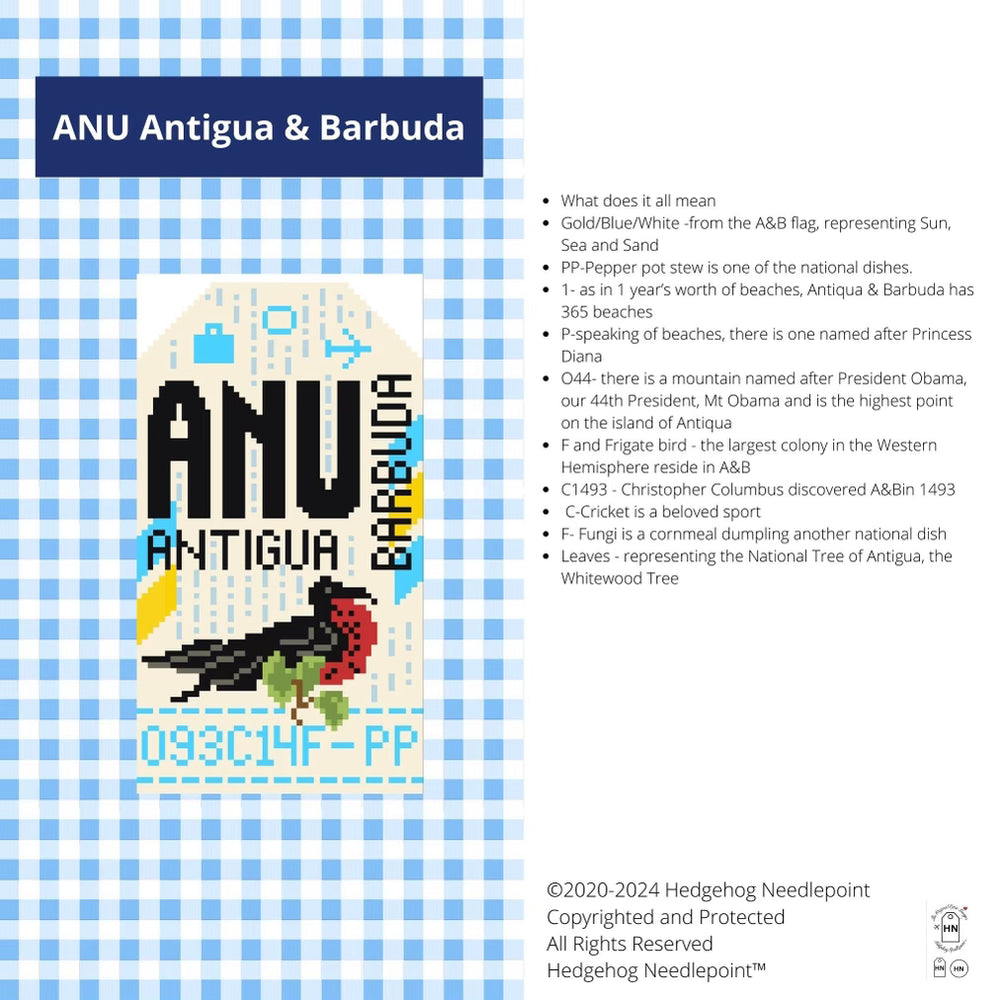 Antiqua and Barbuda Retro Travel Tag Needlepoint Canvas