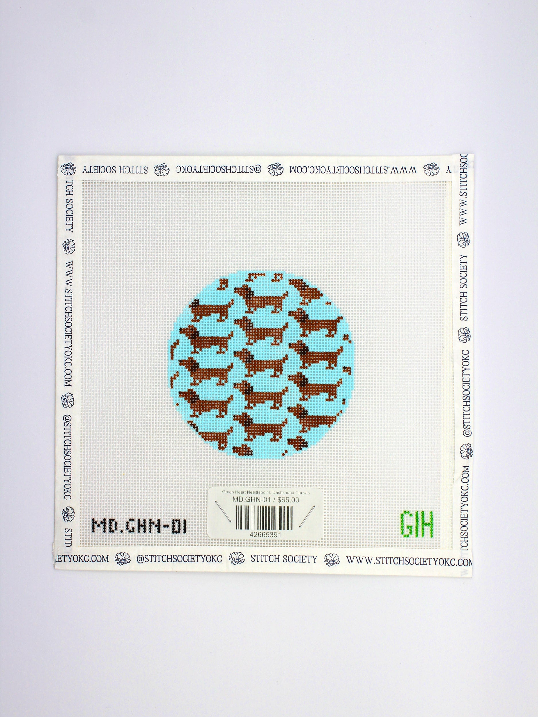 Green Heart Needlepoint: Dachshund Canvas