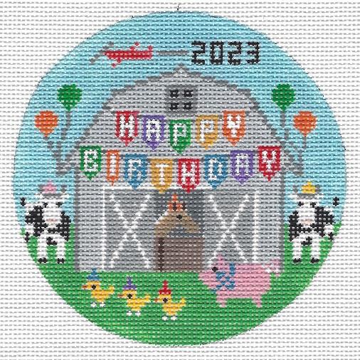 Birthday Barn Round Canvas
