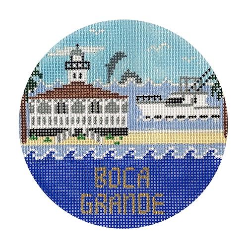 Boca Grande Shrimp boat Round Canvas