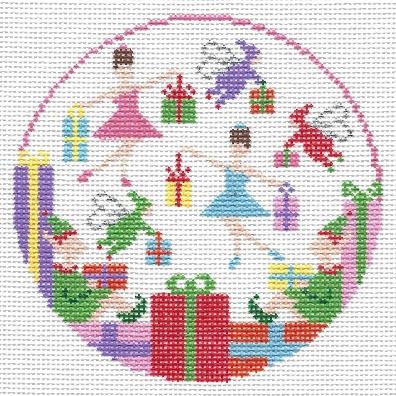 Christmas Barn Round Canvas
