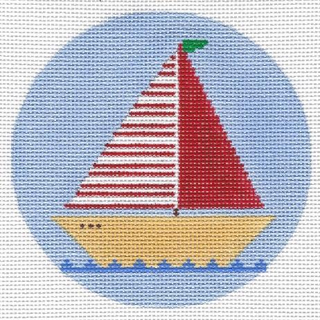 Red Sailboat Ornament Canvas