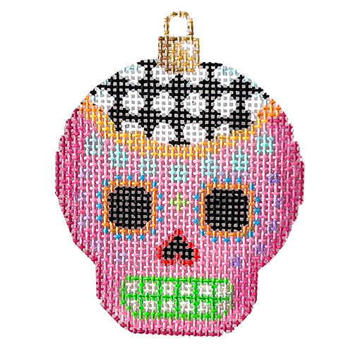 Sugar Skull Ornament Canvas - Pink