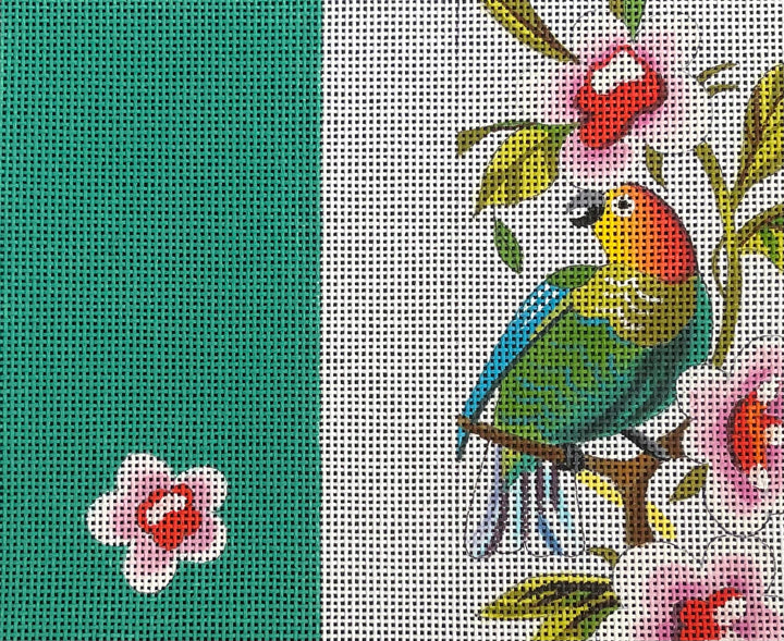 Green Parrot/Pink Floral Canvas