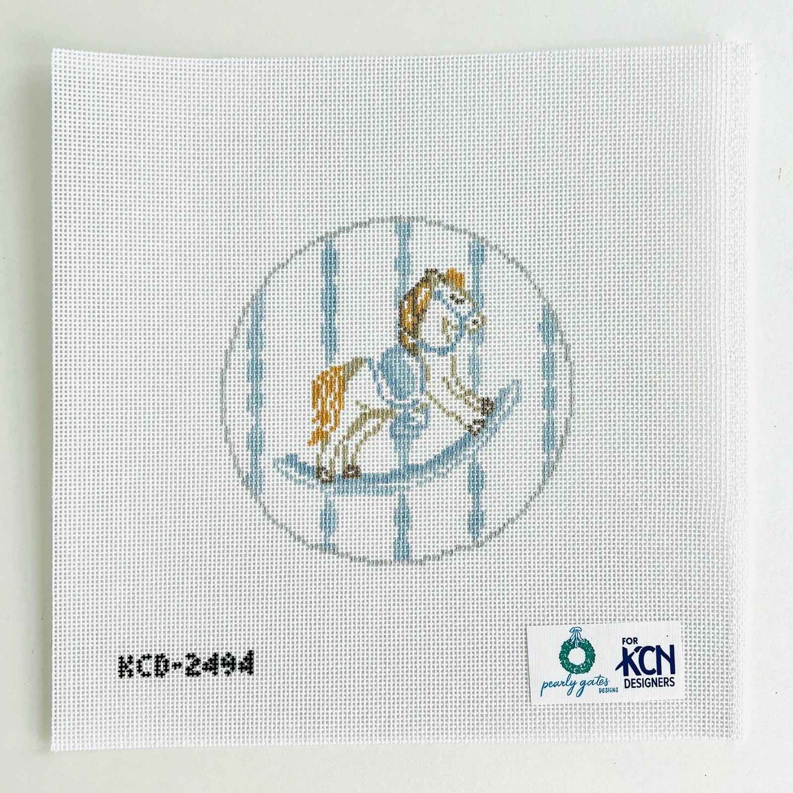 Blue Rocking Horse Round Canvas