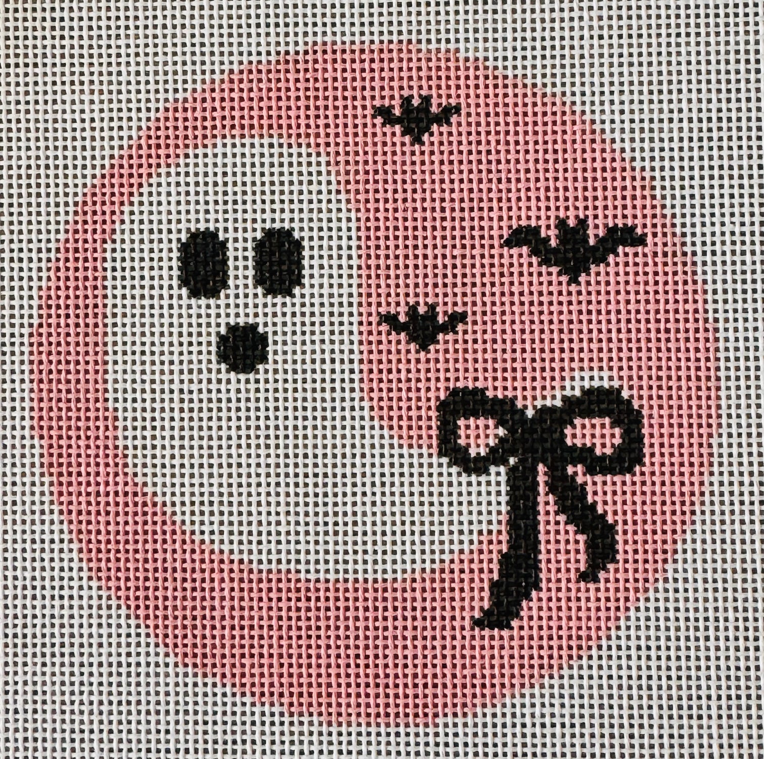 Ghost on Pink with Black Bow Canvas