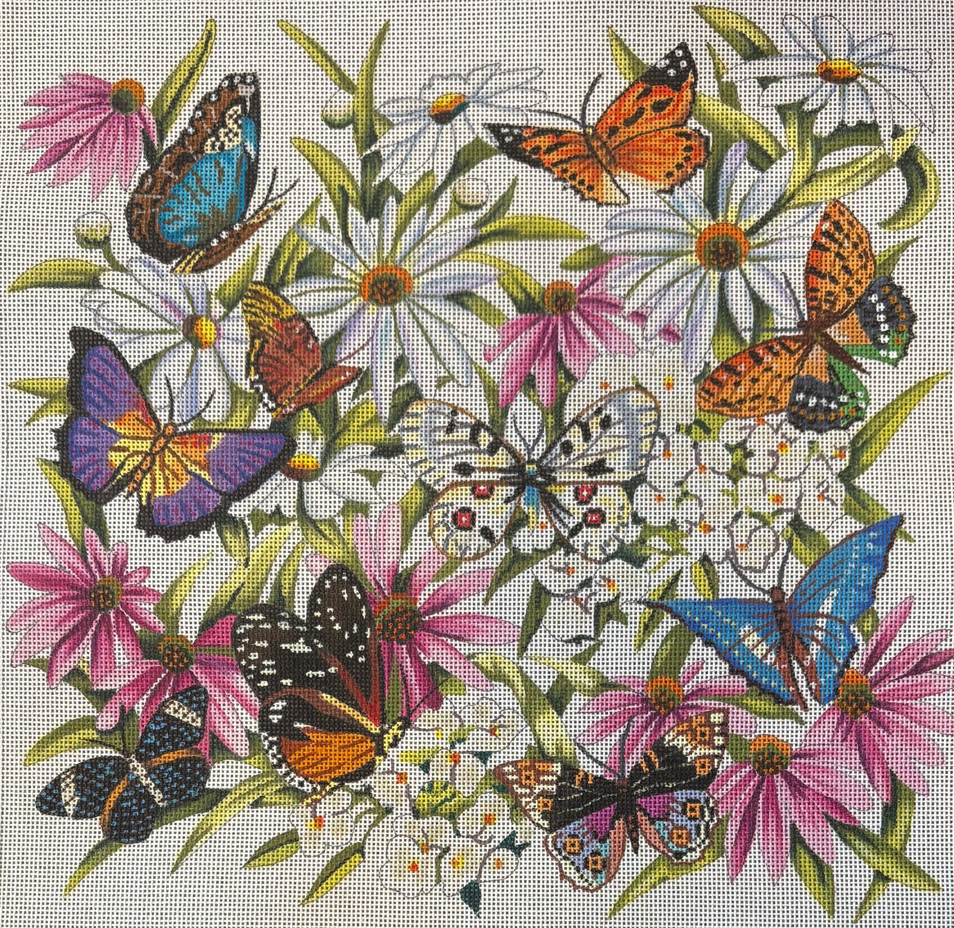 Butterflies with Wildflowers Canvas