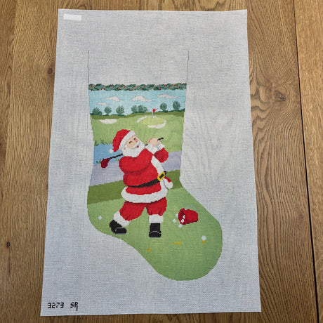 Golfing Santa Stocking Canvas