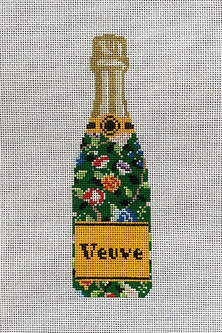 Veuve Bottle - Green Floral Champagne Canvas