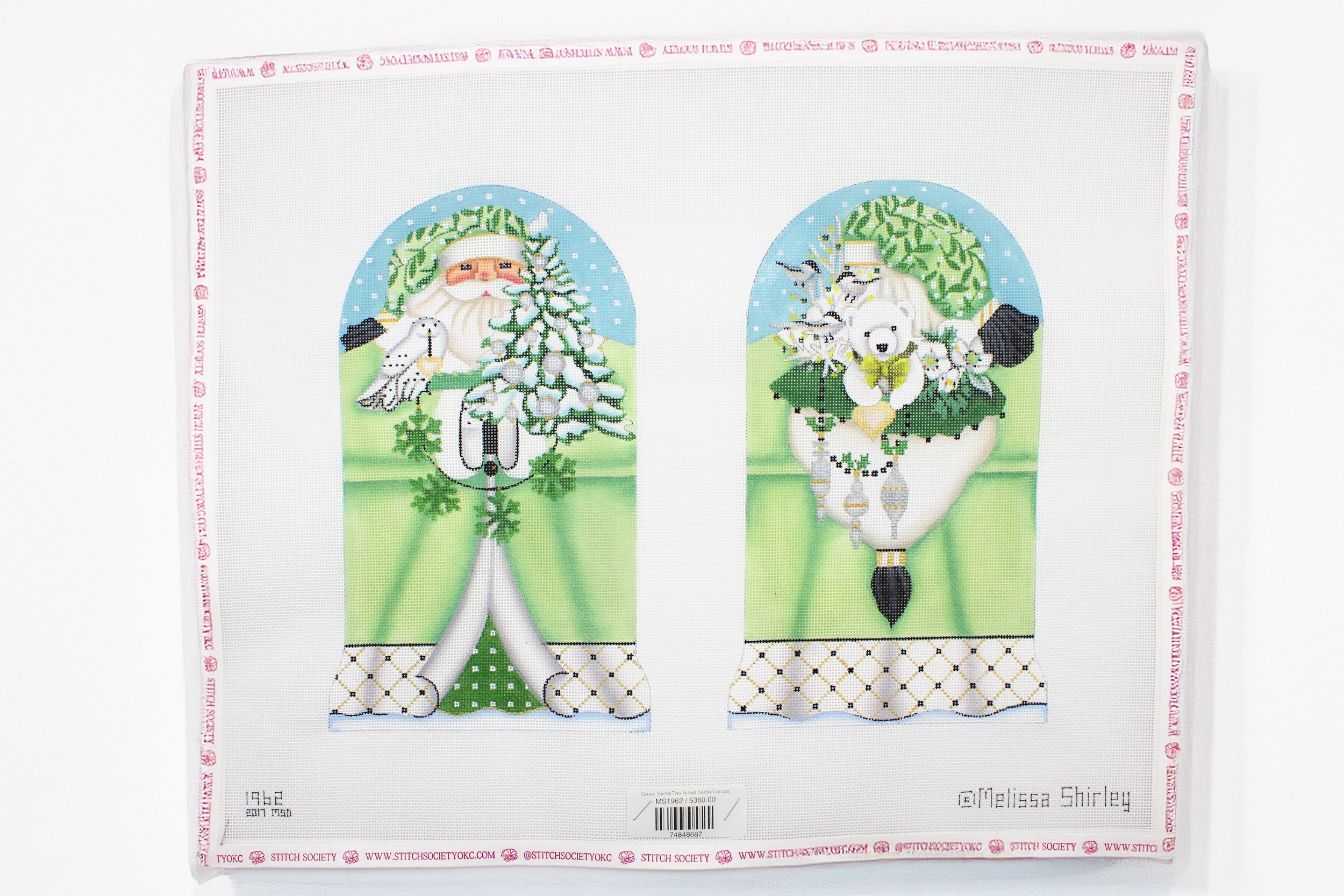 Green Santa Two-Sided Santa Canvas