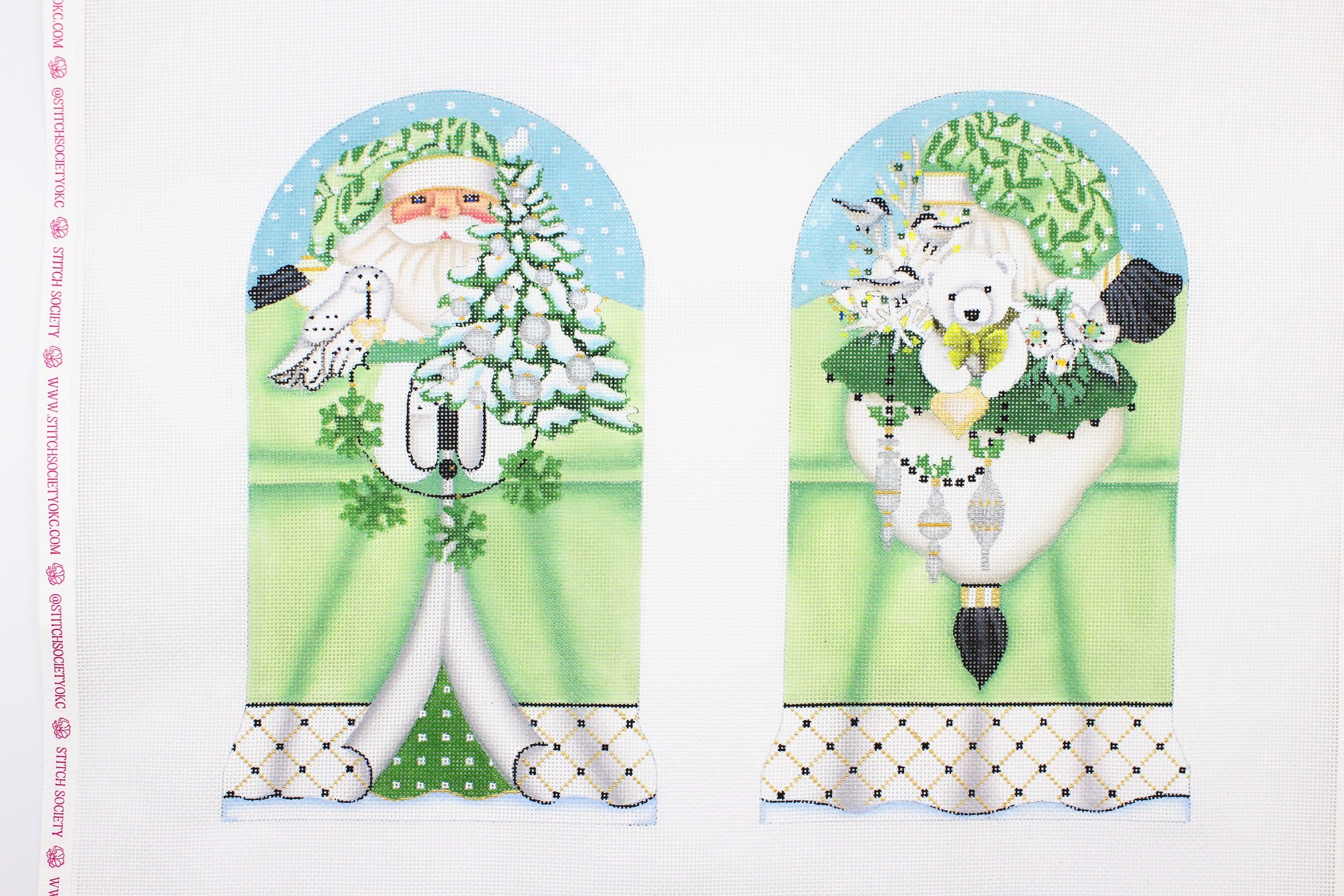 Green Santa Two-Sided Santa Canvas