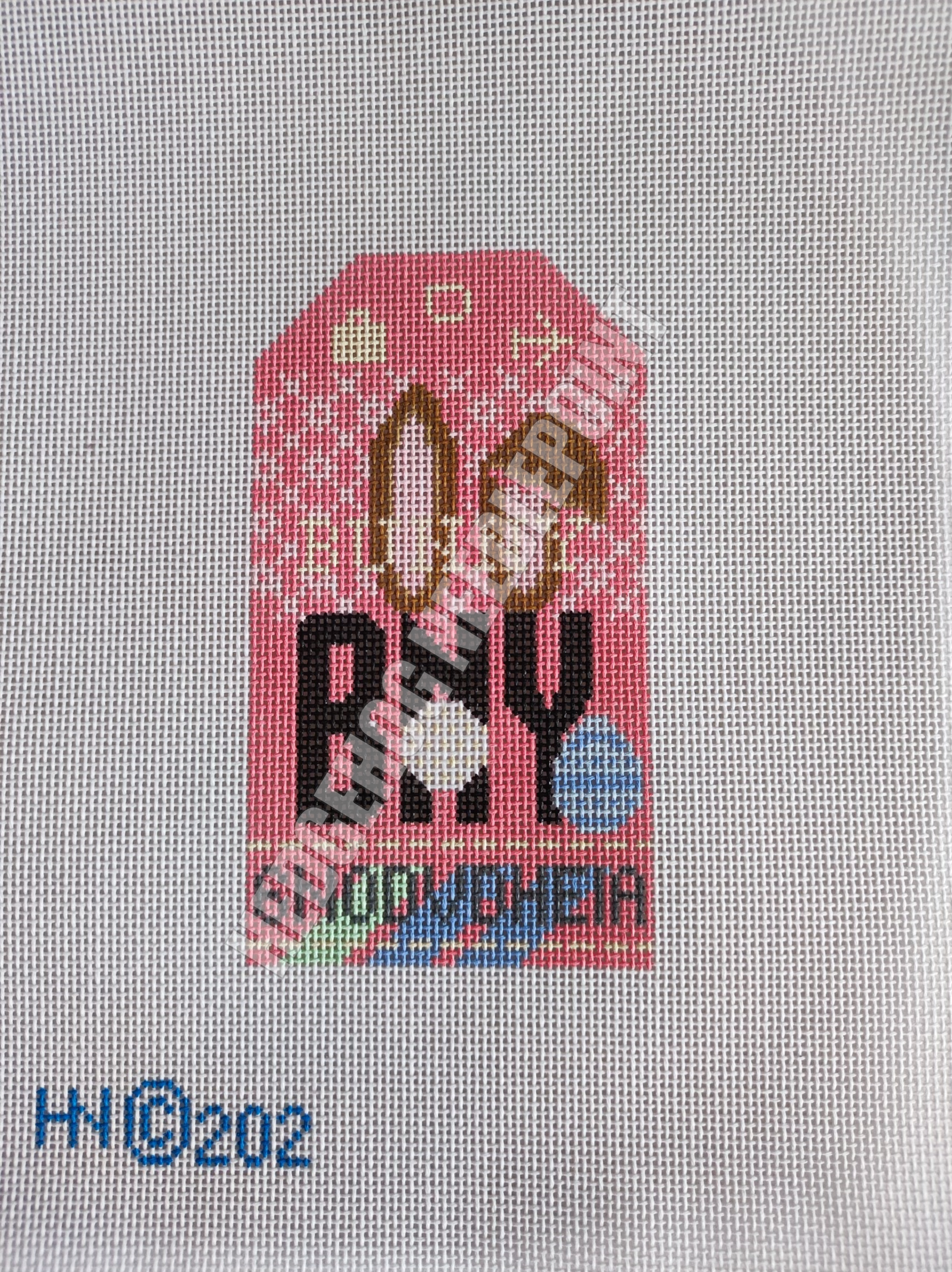 Bunny Retro Travel Tag Needlepoint Canvas