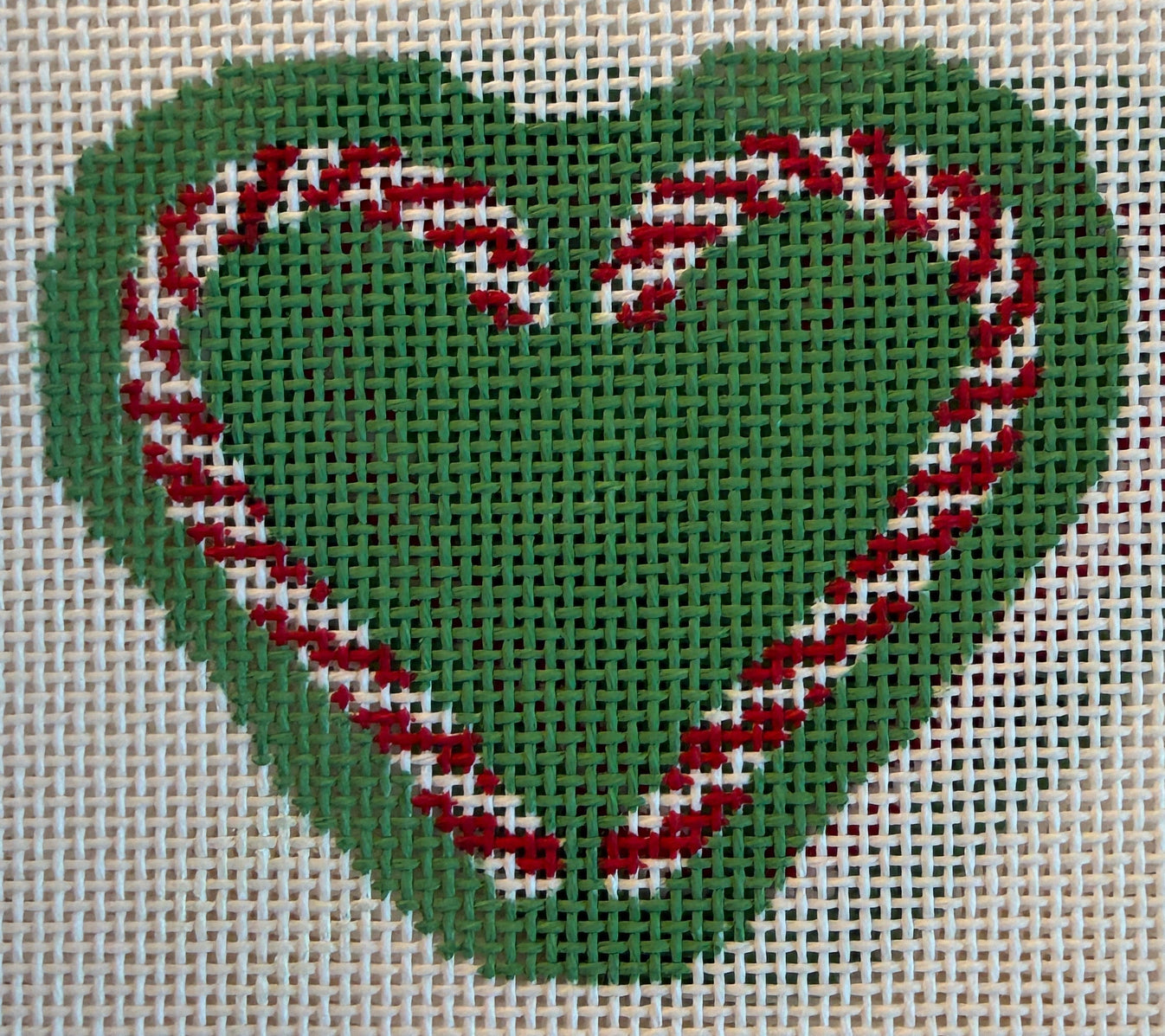 Candy Cane Heart 2 - Green Canvas