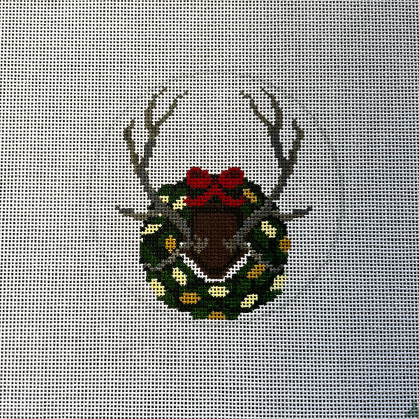 Elk Antlers with Magnolia Wreath Canvas
