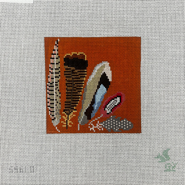 Game Bird Feather Coaster-Orange Canvas