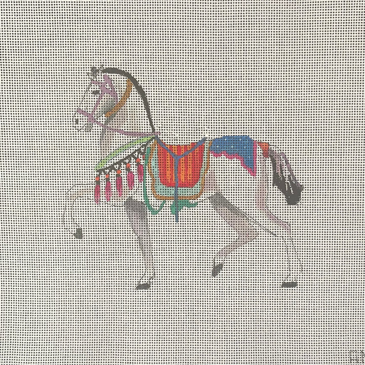 White Race Horse Canvas