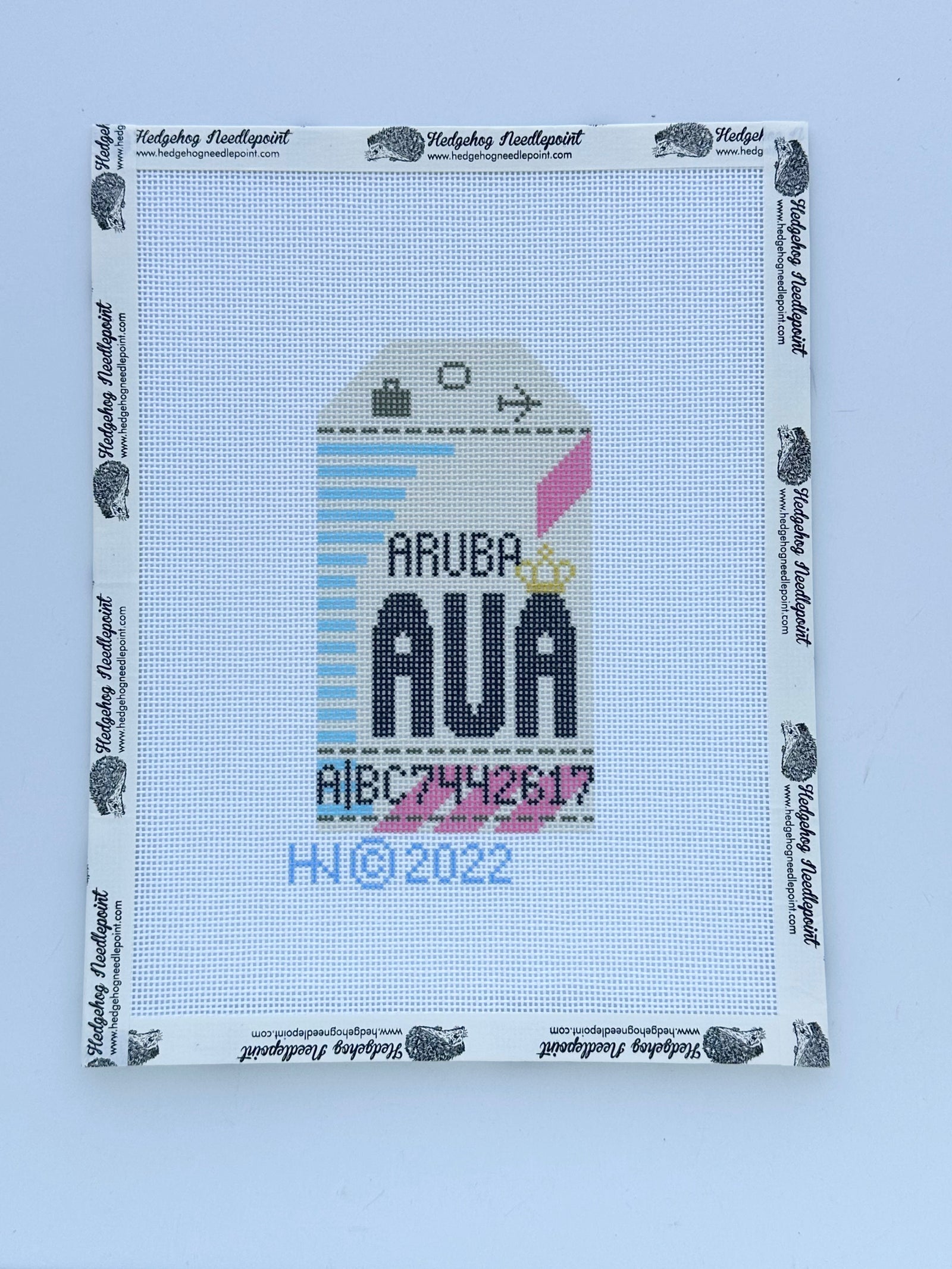 Aruba Retro Travel Tag Needlepoint Canvas