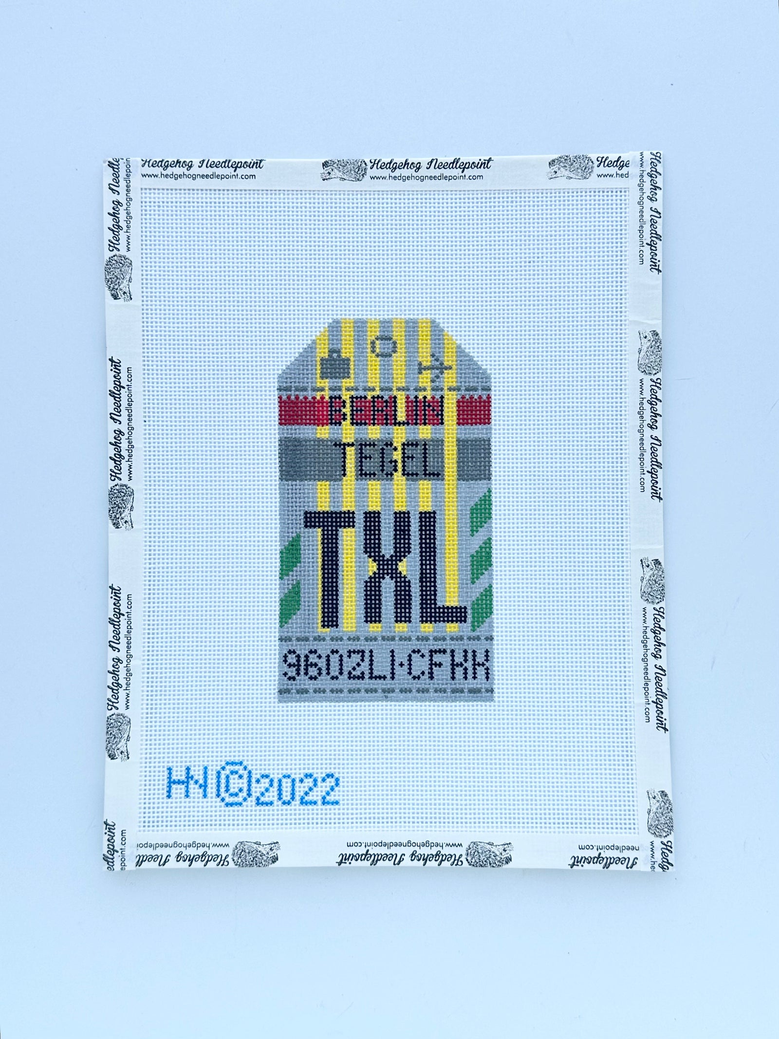 Berlin Retro Travel Tag Needlepoint Canvas