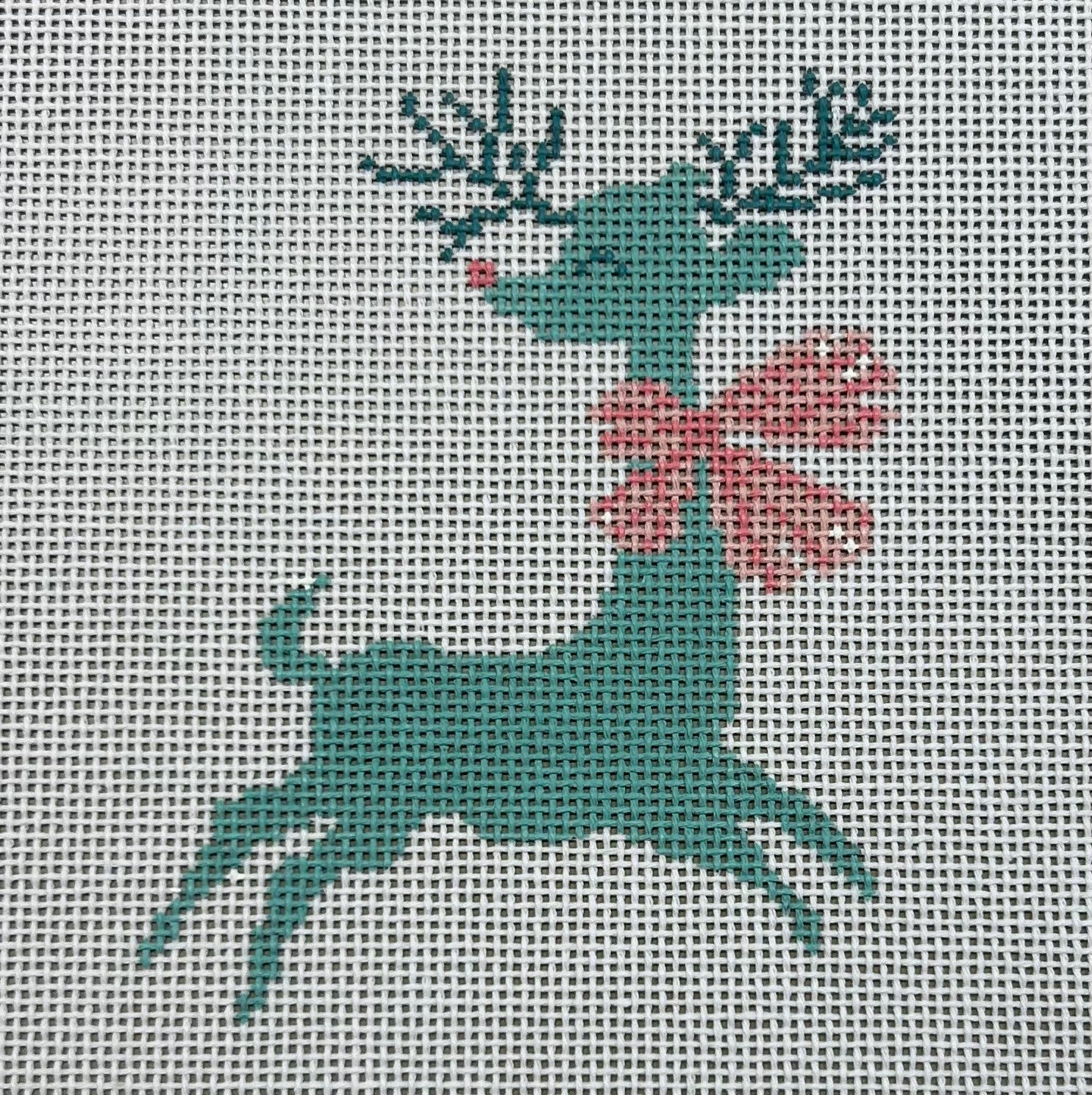 Retro Teal Reindeer with Bow