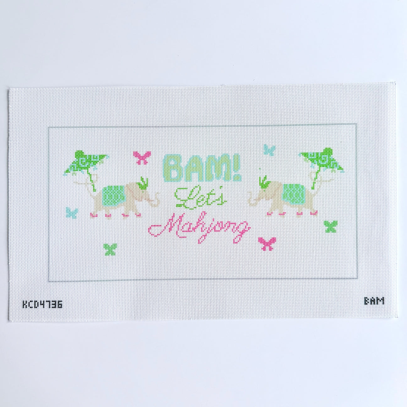 Bam Let's Needlepoint Lumbar Printed Canvas