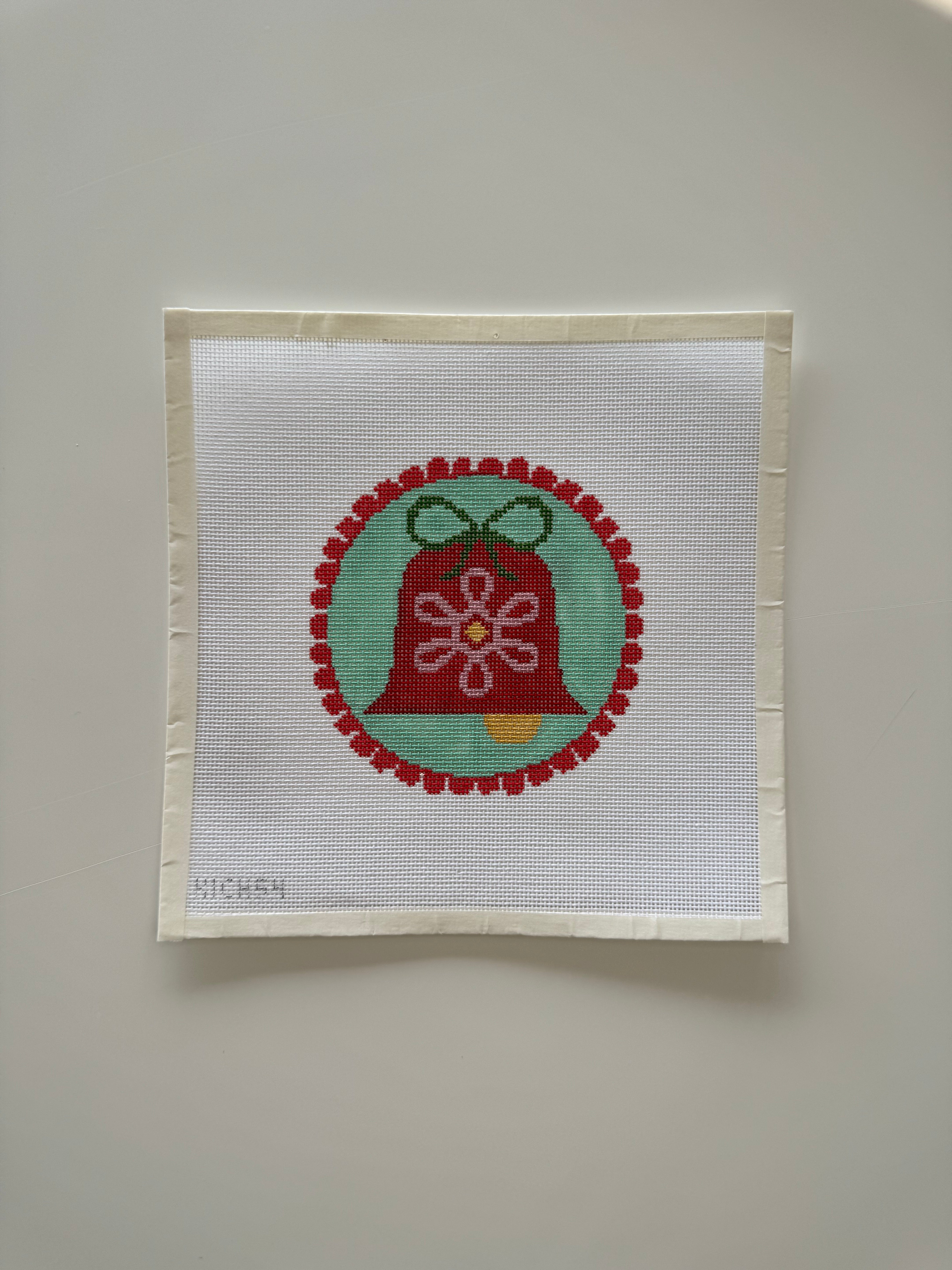 Red Scallop - Bell on Teal Canvas