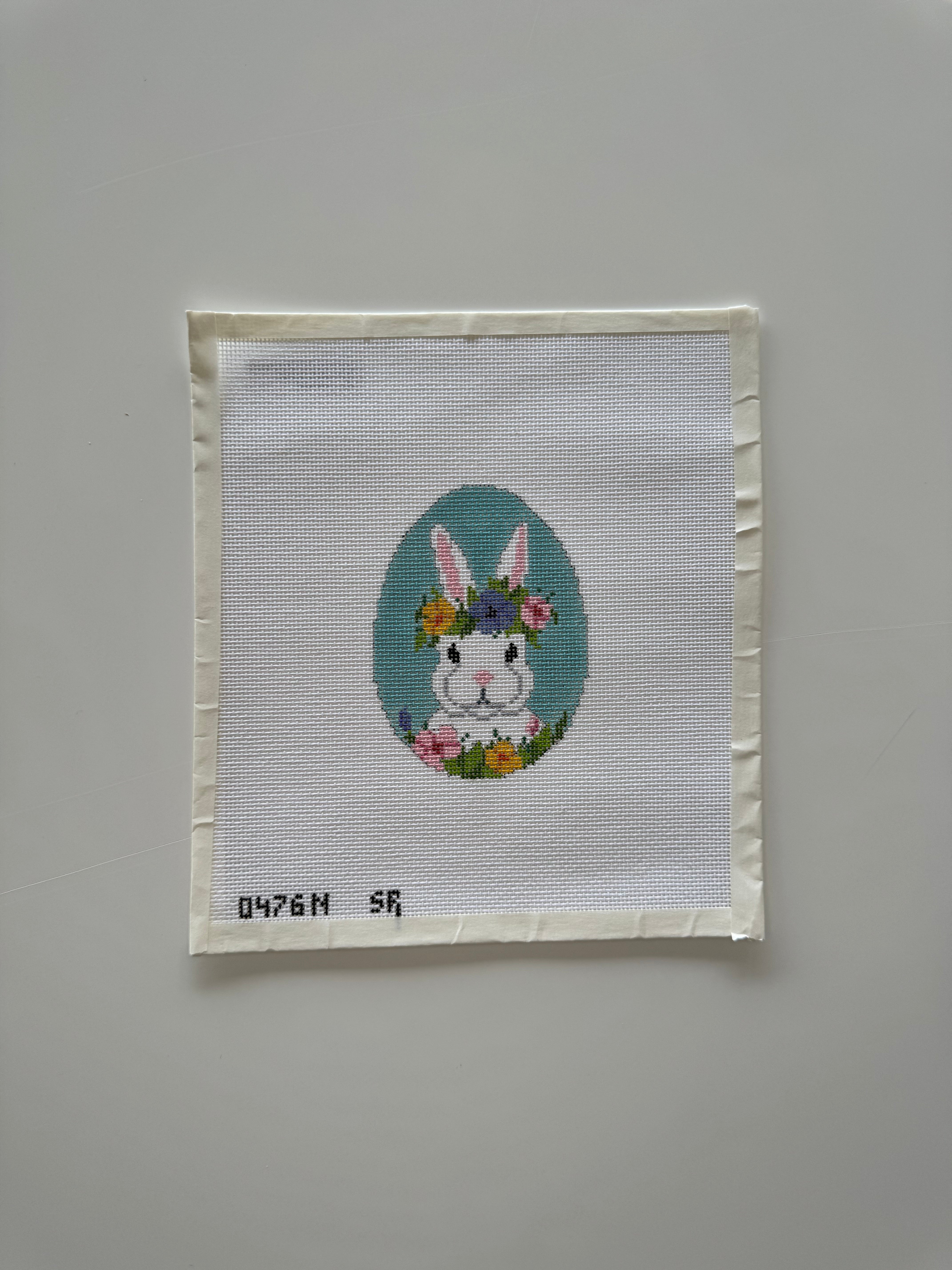Floral Crown Bunny, 4" Egg Canvas