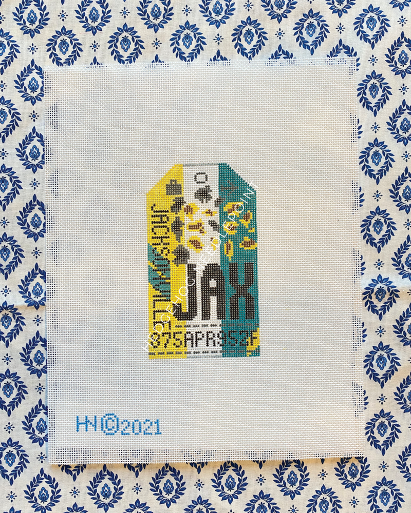 Jacksonville Retro Travel Tag Needlepoint Canvas