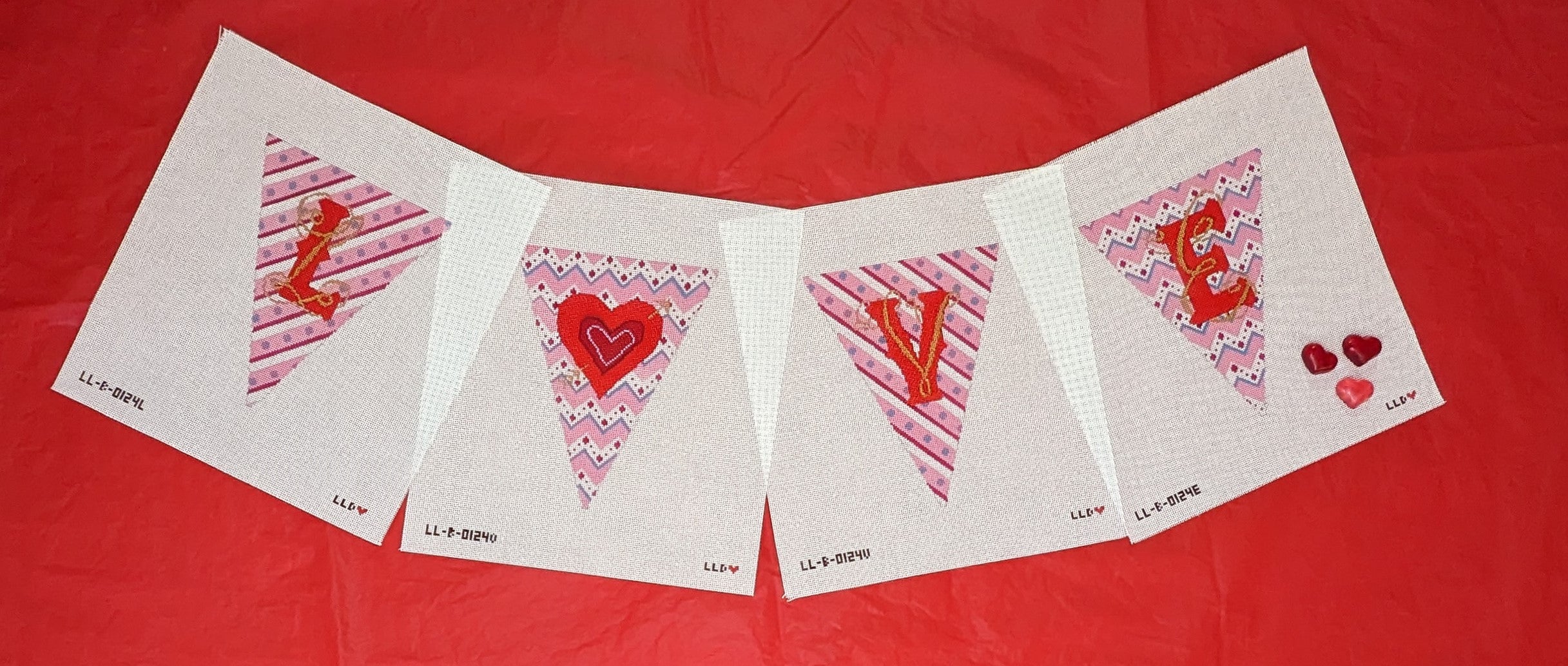 LOVE Garland w/Stitch Guide -- 4 Individual Canvases