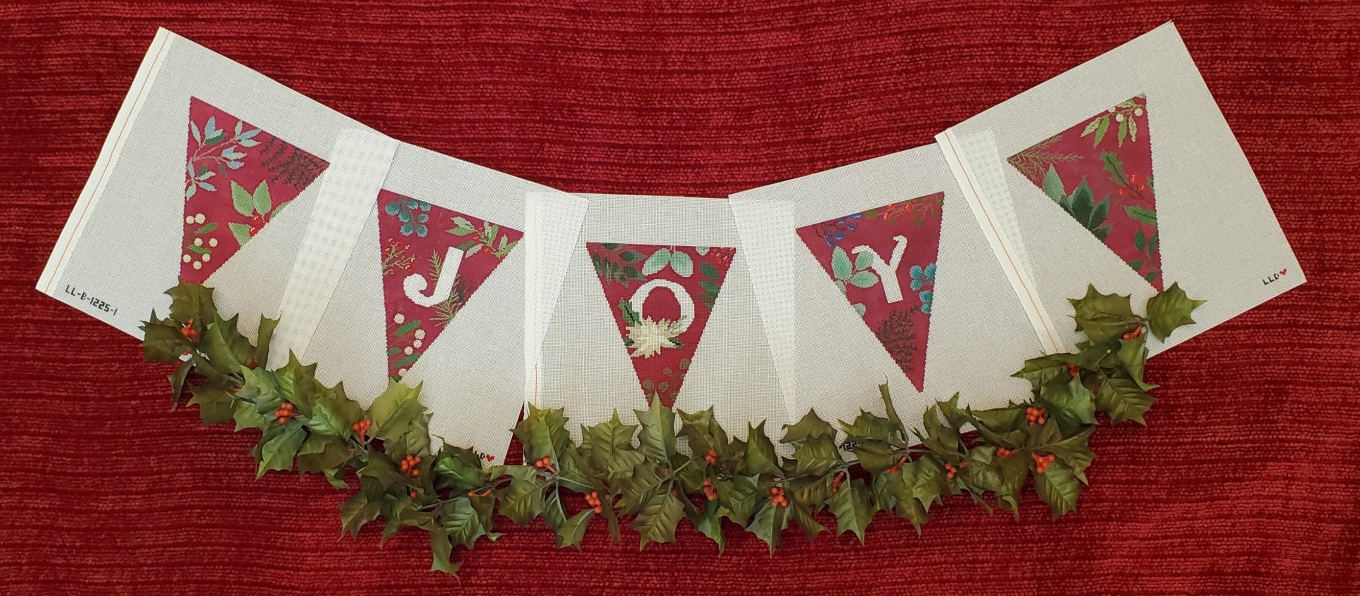 Botanical JOY Garland red -- 5 individual canvases