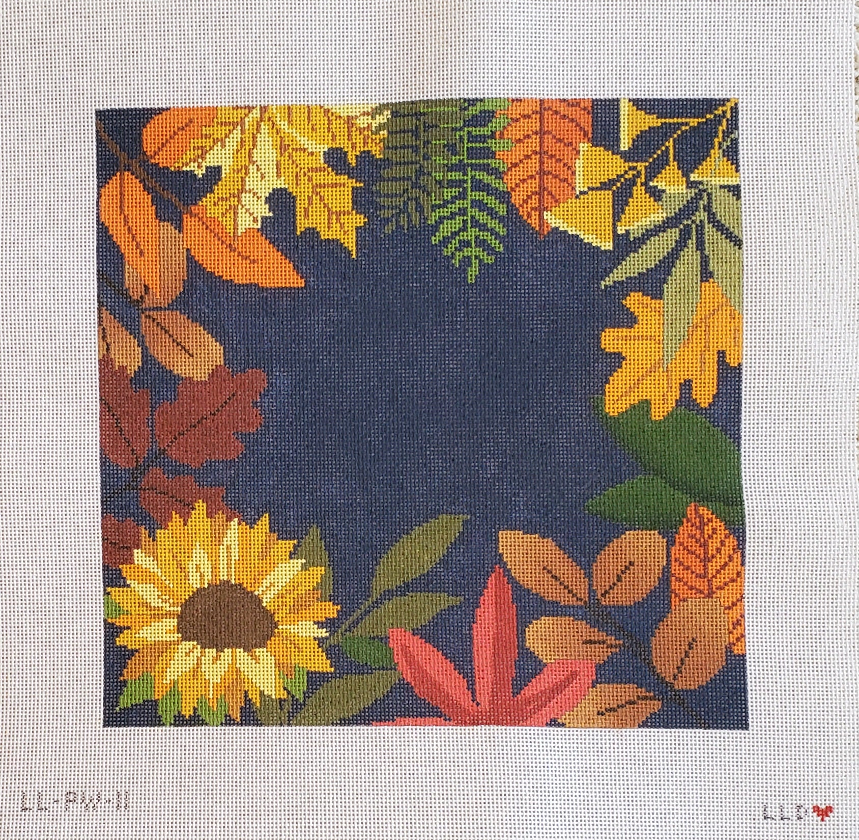 Blue Sunflower Botanical Pillow Blank*
