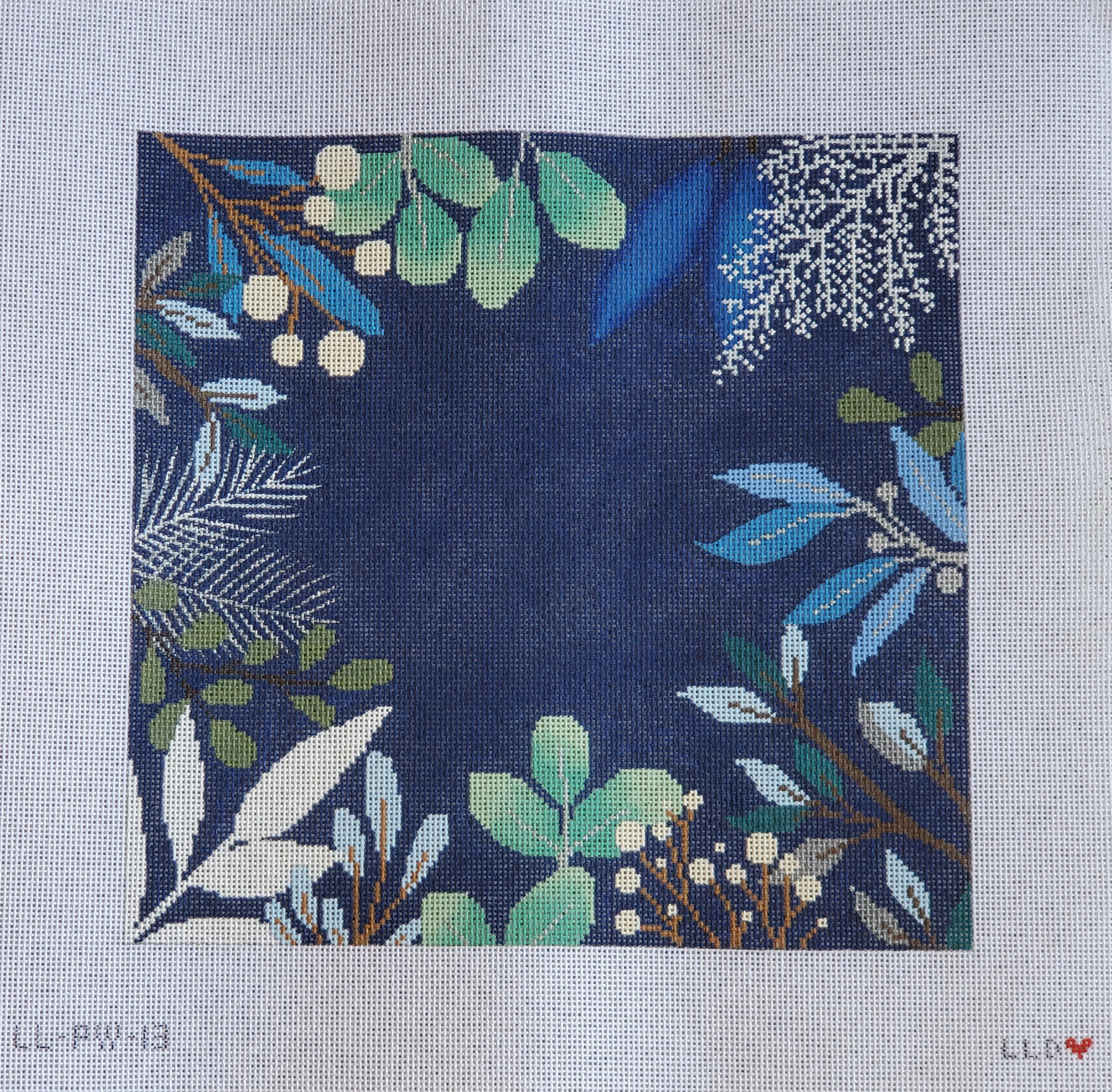 Blue Winter Botanical Pillow Blank*