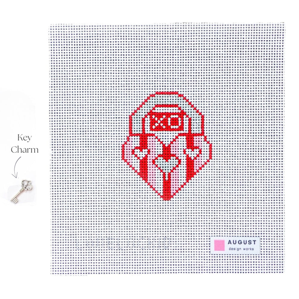 Valentine Love Lock Needlepoint Canvas (include Key Charm)