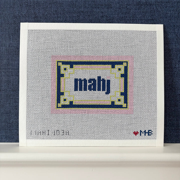 Key Corner Mahjong Insert Canvas - Pink Navy Citron