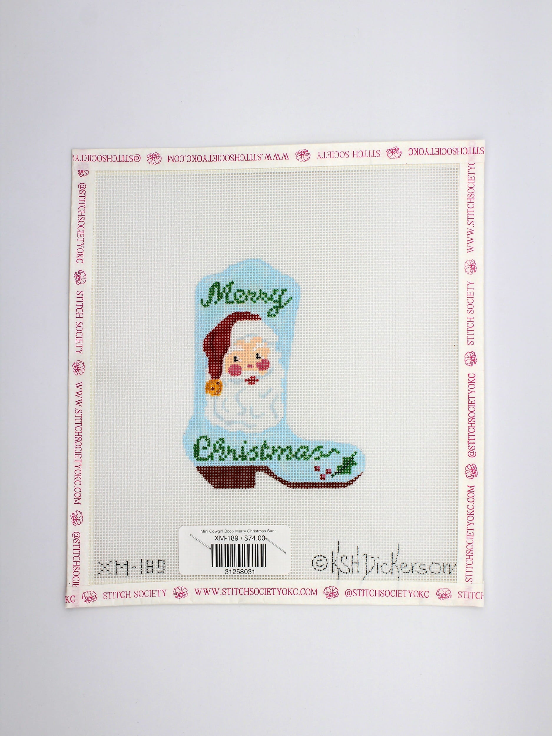 Mini Cowgirl Boot- Merry Christmas Santa Canvas