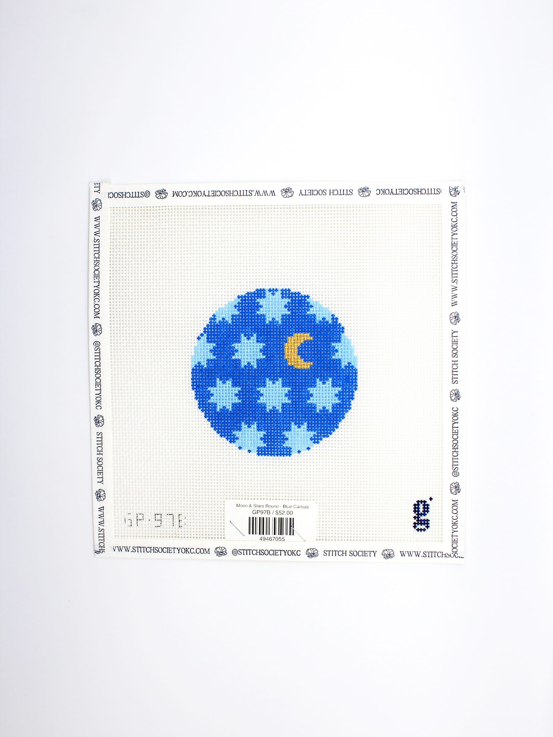 Moon & Stars Round - Blue Canvas