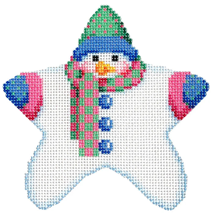 Star Shaped Snowman Pink/Green Scarf Canvas