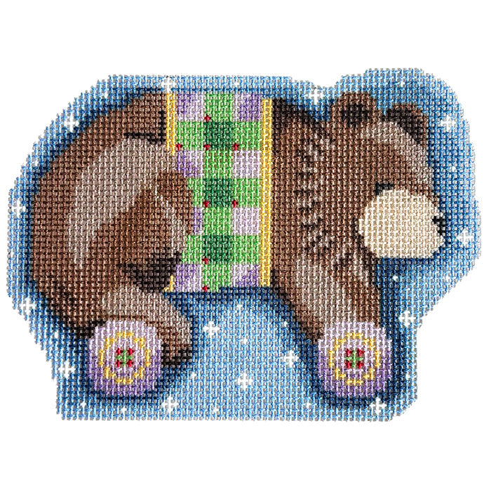 Brown Bear on Wheels Ornament Canvas
