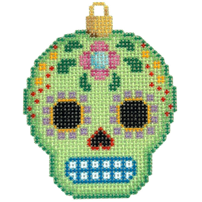 Sugar Skull Ornament Canvas - Lime