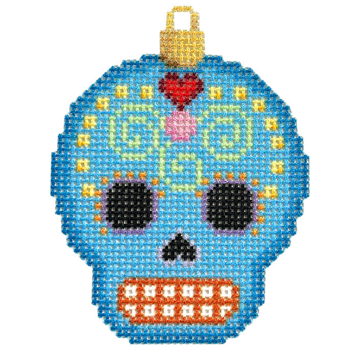 Sugar Skull Ornament Canvas - Blue