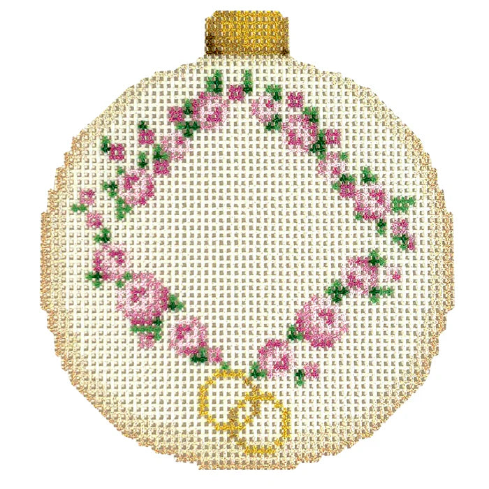 Rosebud Wreath Monogram Ornament Canvas
