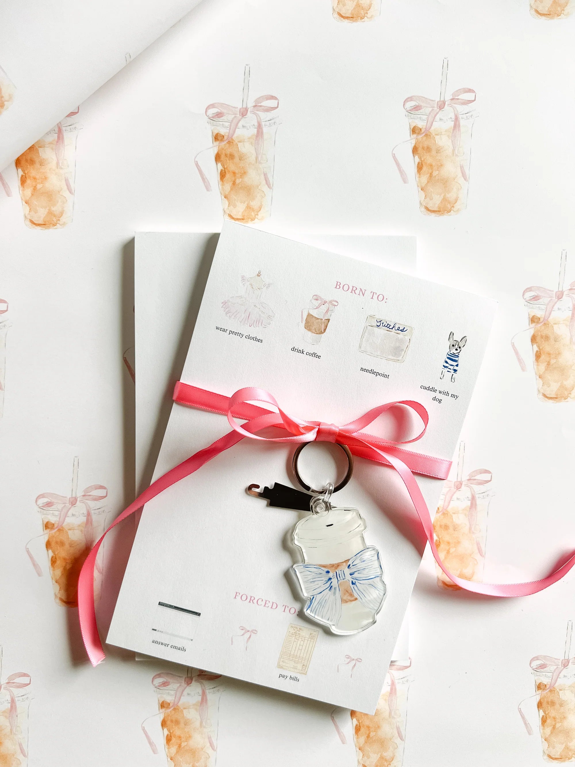 Keychain & Needle Threader: Hot Coffee/Tea