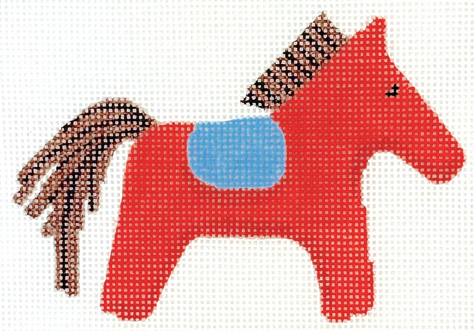 Mini/Bag Charm - Hermes Horse w/Saddle - Orange, Brown & Blue