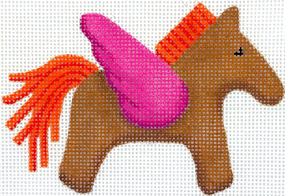 Mini/Bag Charm - Hermes Pegasus - Brown, Orange & Fuchsia
