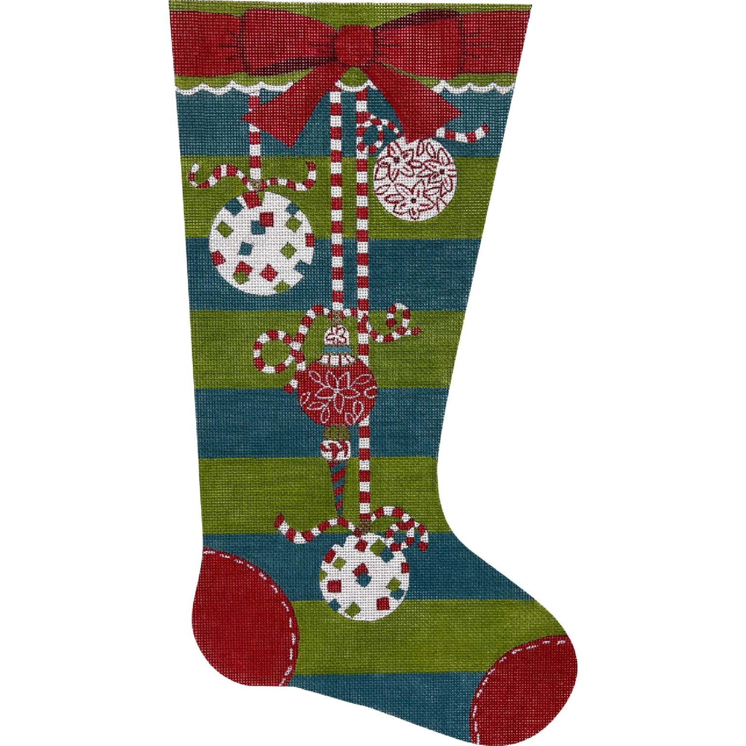Ornaments w/ Red Bow Stocking Canvas