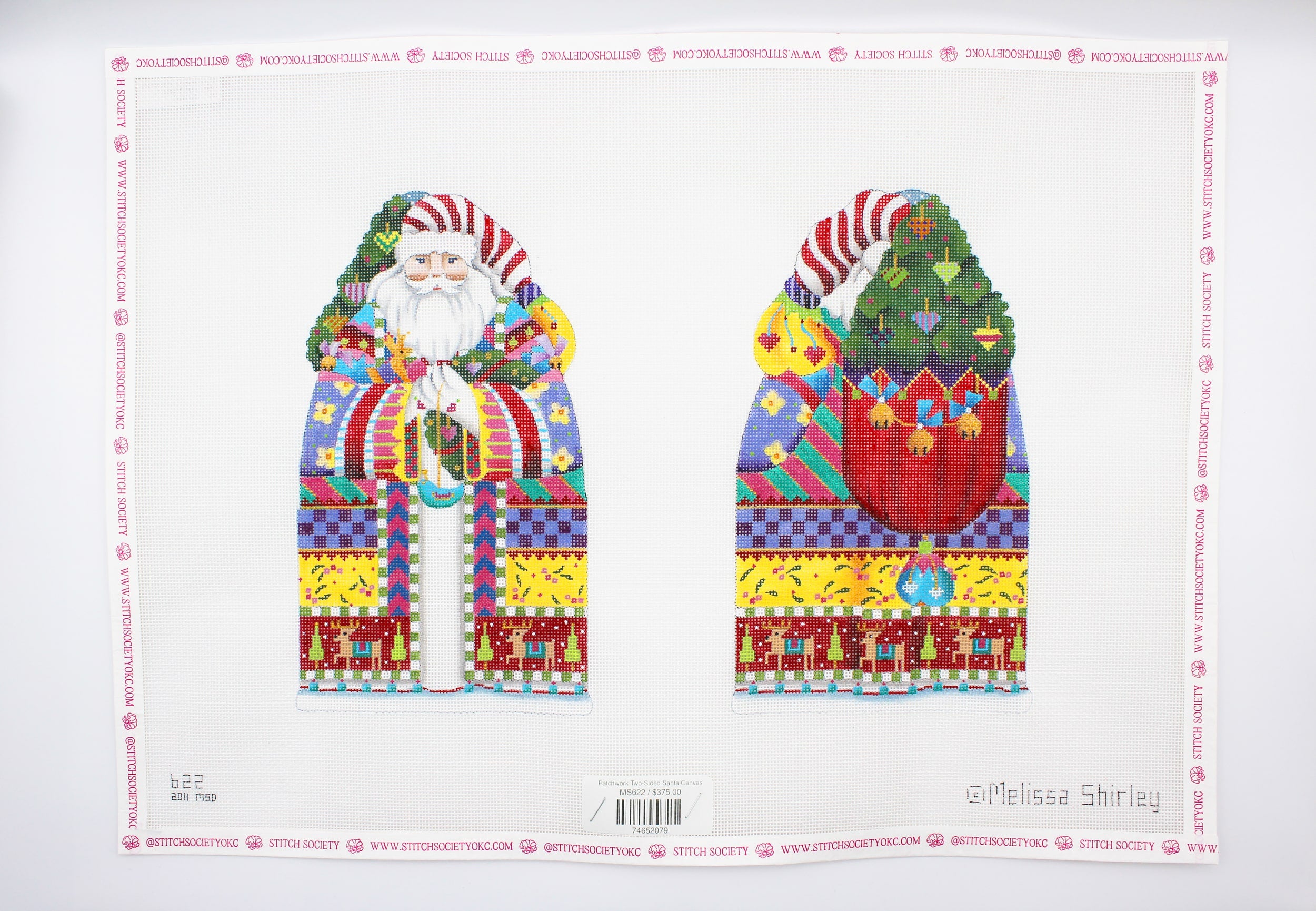 Patchwork Two-Sided Santa Canvas