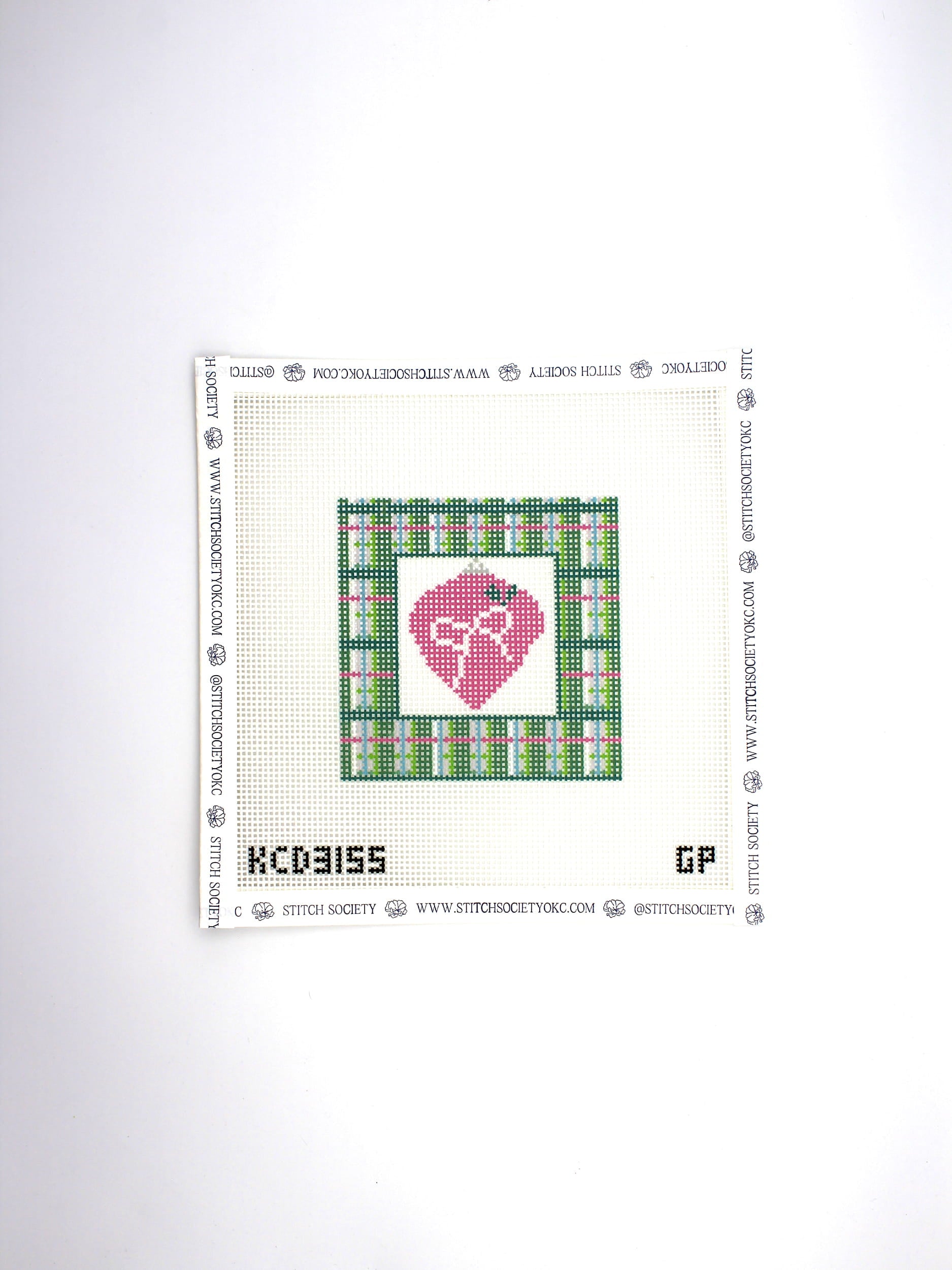 d for Plaid - Pink with Bow Ornament Printed Canvas