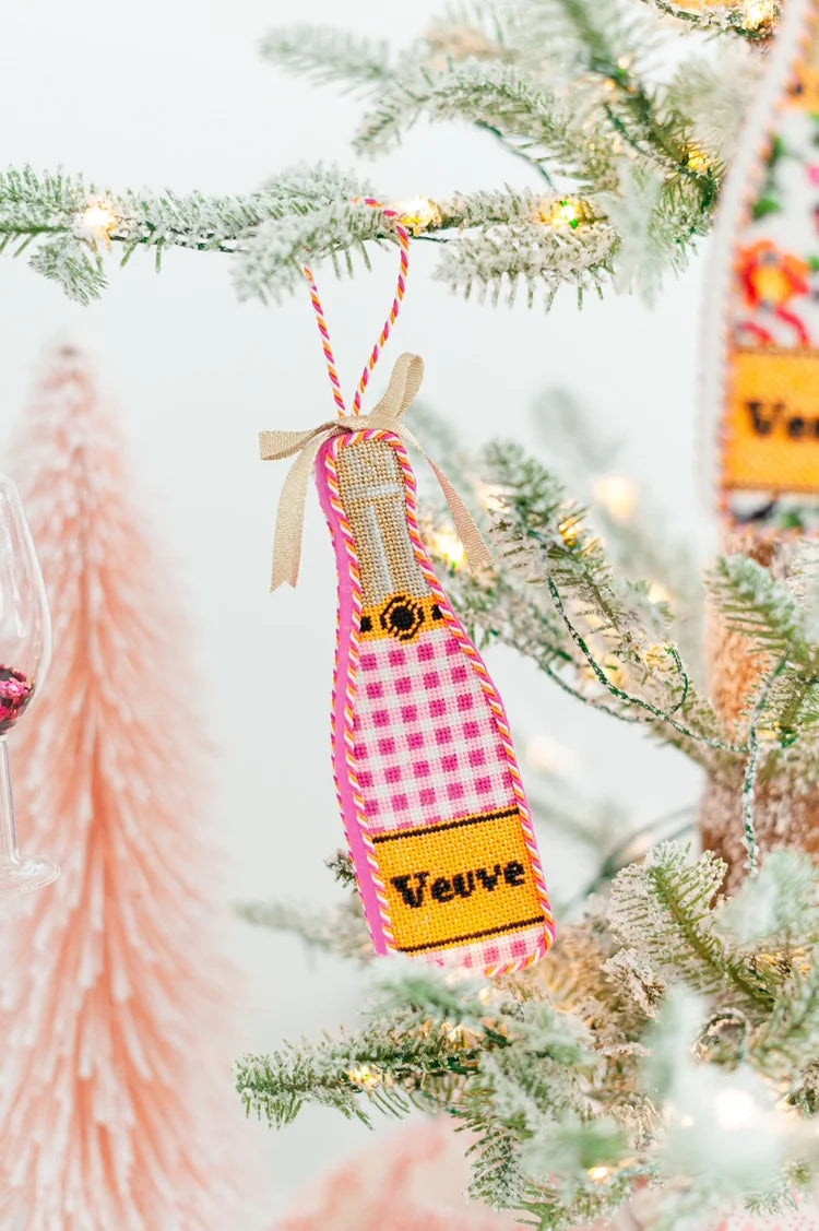 Veuve Bottle - Pink Gingham Champagne Canvas